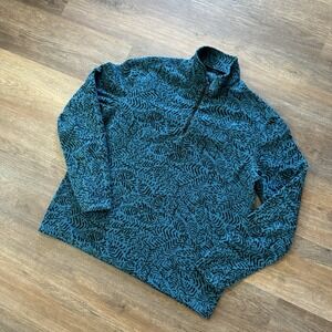 Chubbies Teal Fleece Geometric Pattern 1/4 Zip Pullover Men's Sz M Preppy
